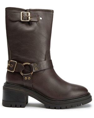Sole Grunge Biker Boots - Brown