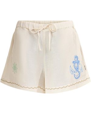 Sea Level Boxer Short Cover Up Cream - White