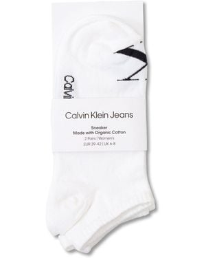 Calvin Klein Trainer 2P Monogram Socks - White