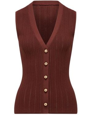 Forever New Ivy Pointelle Waistcoat - Brown