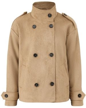 Pretty Lavish Sophie Suede Grown Neck Bomber – - Natural