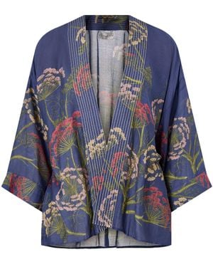 One Hundred Stars Parsley Seed Short Kimono Print - Blue