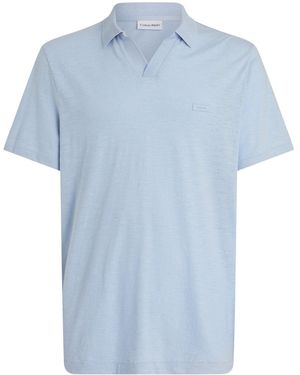 Calvin Klein Cotton Linen Polo Shirt - Blue