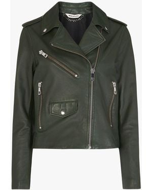 Whistles Women's Agnes Pocket Leather Jacket - Green