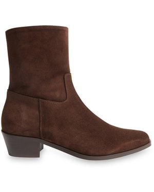 Whistles Suede Block Heel Clean Western Ankle Boots - Brown