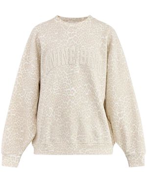 Anine Bing Miles Leopard Sweatshirt Cream - White