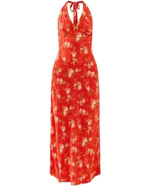 Never Fully Dressed Floral Halter Dress - Red