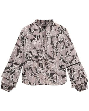 Mint Velvet Women's Floral Print Blouse - White