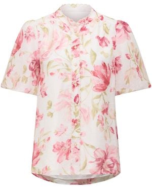 Forever New Becca Scalloped Neck Blouse - Pink