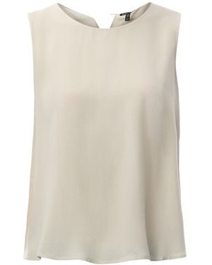 Eileen Fisher Round Neck Short Shell Silk Georgette Crepe - Natural