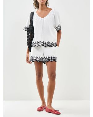Vero Moda Viana Short Sleeve V-Neck Blouse - White