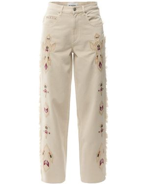 Isabel Marant Maella Loose Fit Embroidered Denim Jeans - Natural