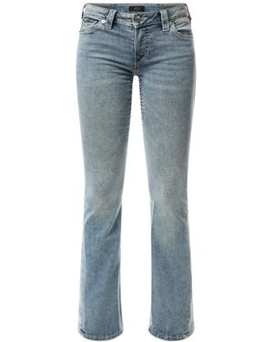 True Religion Joey Mid Rise Flare Flap Jeans - Blue