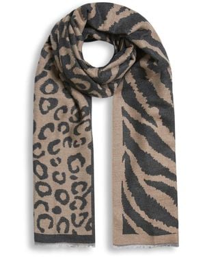 James Lakeland Leopard-Zebra Print Scarf - Brown
