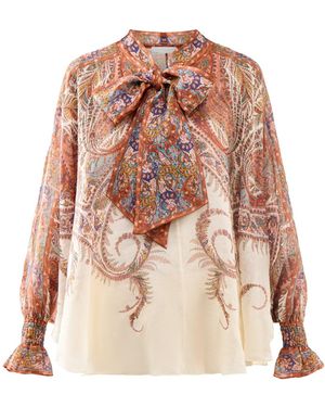 Zimmermann Rhiannon Tie Neck Blouse - Natural