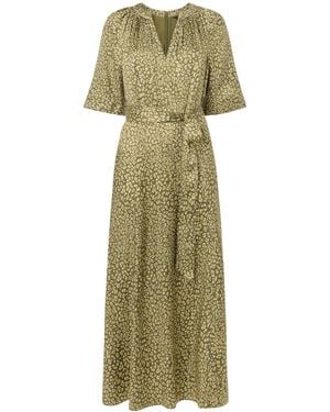 Whistles Leopard Midi Dress, Viscose - Green