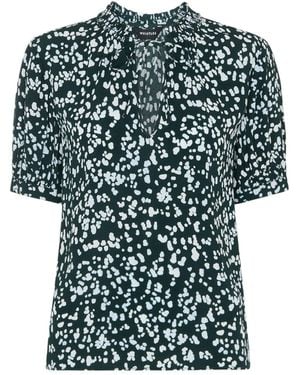 Whistles Animal Tie Neck Blouse - Green