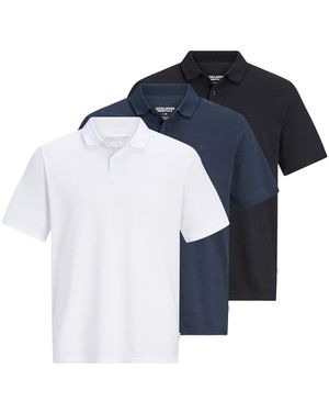 Jack & Jones 3 Pack Basic Polo Shirts Multi - Blue