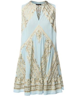 Kori Cotton Classic Triangle Sleeveless Mini Dress - Blue