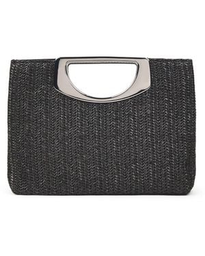 Anna Cecere Square Handle Raffia Clutch Bag - Black