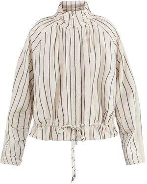 Free People Devon Balloon Stripe Jacket Cream - White