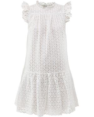 roandzo Broderie Mini Dress - White