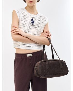 Marlon Manny Suede Tote Bag - White