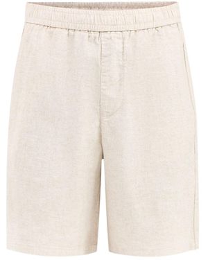 SELECTED Harvey Regular Fit Linen Blend Shorts Cream - Natural