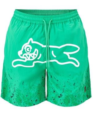 ICECREAM Gradient Snakeskin Running Dog Swim Shorts - Green