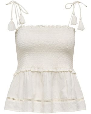 ONLY Miva Smock Strap Top Cream - White