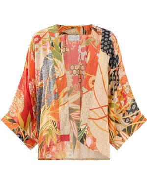 One Hundred Stars Fans Short Kimono - White