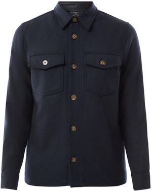 Portuguese Flannel Men's Wool Field Overshirt - Blue