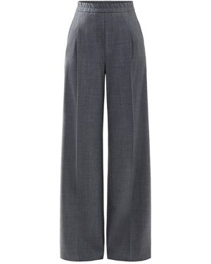 Marella Sport Diorama Elasticated Waist Pleated Front Wide Leg Trouser - Grey