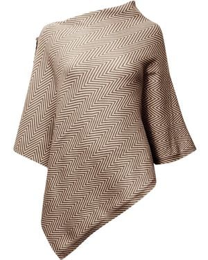 James Lakeland Chevron Button Poncho - Natural