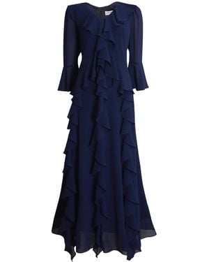 James Lakeland Women's V-neck Chiffon Ruffle Dress - Blue