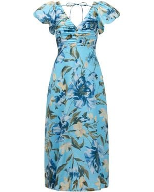 Forever New June Ruched V Neck Midi Dress - Blue