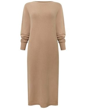 James Lakeland Knitted Midi Dress Taupe - Natural