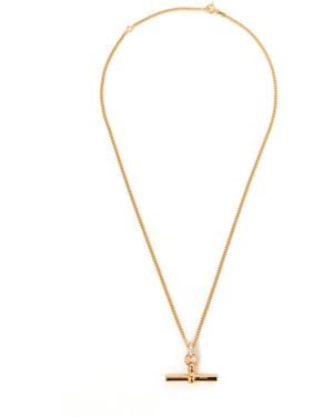 Tilly Sveaas Women's Medium Jewelled T Bar On Fine Curb Chain Necklace - Natural