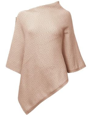 James Lakeland Chevron Button Poncho Pale - Natural