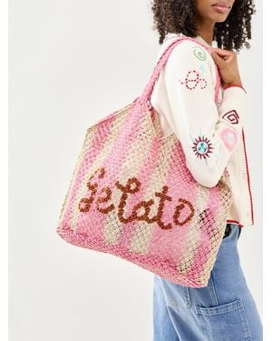 The Jacksons Drew Gelato Raffia Tote Bag - Pink