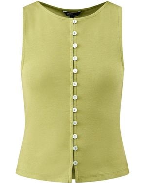 Nobody's Child Slash Neck Cropped Waistcoat - Green
