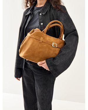 Marlon Pacino Suede Belt Bag Tan - Black