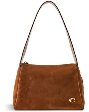 COACH Suede Lola Shoulder Bag Tan - Brown
