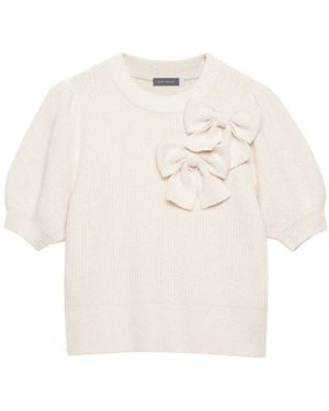 Mint Velvet Women's Cream Knit Bow Top - White