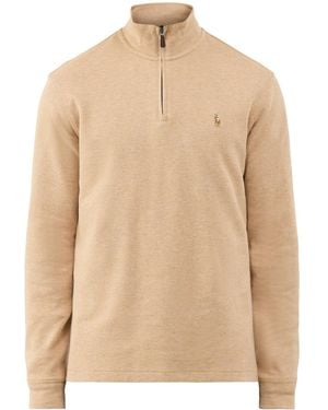 Polo Ralph Lauren Rib Quarter Zip Sweatshirt - Natural