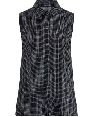 Eileen Fisher Classic Collar Sleeveless Shirt - Black