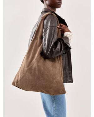 Marlon Giselle Suede Shoulder Tote Bag - Brown