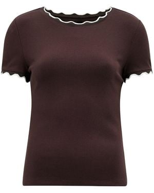 Forever New Rebecca Scallop Trim T-Shirt - Brown