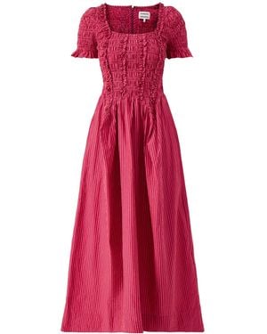 Damson Madder Raphaela Ruffle Midi Dress Business - Red