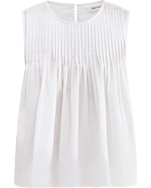 SELECTED Sophia Sleeveless Pleated Top - White